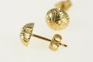 14K Round Diamond Cut Textured Domed Stud Earrings Yellow Gold