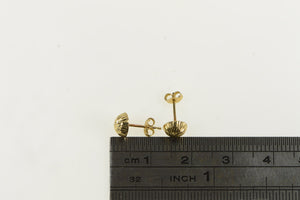 14K Round Diamond Cut Textured Domed Stud Earrings Yellow Gold