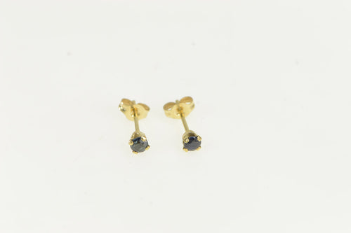14K Round Natural Sapphire Vintage Stud Earrings Yellow Gold