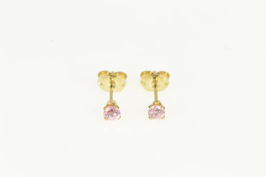 14K Pink Topaz Solitaire Vintage Classic Stud Earrings Yellow Gold