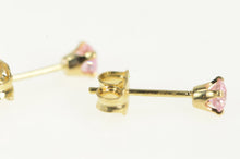 Load image into Gallery viewer, 14K Pink Topaz Solitaire Vintage Classic Stud Earrings Yellow Gold