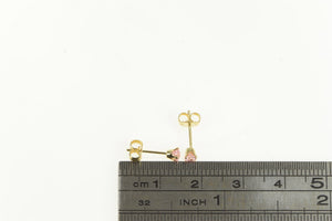 14K Pink Topaz Solitaire Vintage Classic Stud Earrings Yellow Gold