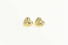 Load image into Gallery viewer, 14K Diamond Cut Heart Love Valentine Stud Earrings Yellow Gold