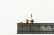 Load image into Gallery viewer, 14K Diamond Natural Ruby Flower Cluster Stud Earrings Yellow Gold