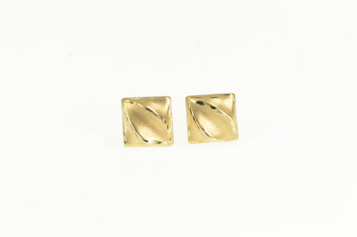 14K Square Vintage Geometric Curved Stud Earrings Yellow Gold