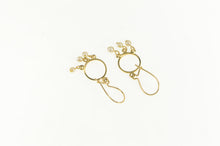 Load image into Gallery viewer, 14K Pearl Fringe Circle Dangle Vintage Earrings Yellow Gold