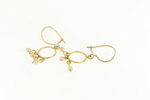 Load image into Gallery viewer, 14K Pearl Fringe Circle Dangle Vintage Earrings Yellow Gold
