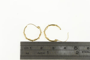 14K 16.0mm Vintage Rope Twist Pattern Hoop Earrings Yellow Gold