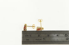 Load image into Gallery viewer, 14K Pear Garnet Diamond Accent Vintage Stud Earrings Yellow Gold