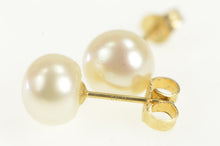 Load image into Gallery viewer, 14K 7.5mm Pearl Vintage Classic Statement Stud Earrings Yellow Gold
