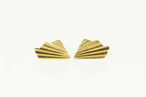 14K Fanned Geometric Vintage Fashion Stud Earrings Yellow Gold