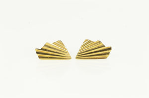 14K Fanned Geometric Vintage Fashion Stud Earrings Yellow Gold