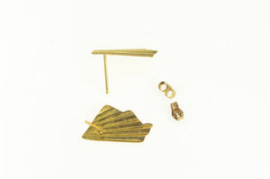 14K Fanned Geometric Vintage Fashion Stud Earrings Yellow Gold