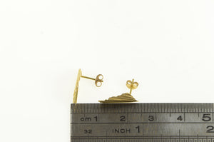 14K Fanned Geometric Vintage Fashion Stud Earrings Yellow Gold