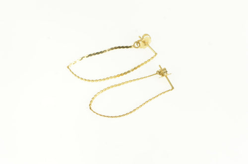 14K Serpentine Link Vintage Chain Hoop Earrings Yellow Gold
