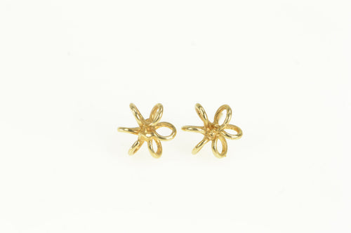 14K Coil Flower Vintage Retro Petal Stud Earrings Yellow Gold