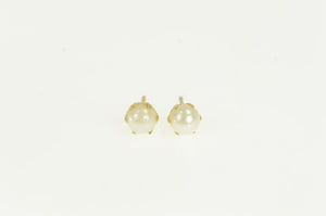 14K 5.2mm Pearl Classic Vintage Simple Stud Earrings Yellow Gold