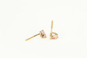 14K Heart Pink Topaz Solitaire Vintage Love Stud Earrings Yellow Gold