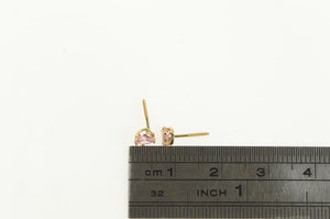 14K Heart Pink Topaz Solitaire Vintage Love Stud Earrings Yellow Gold