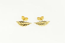 Load image into Gallery viewer, 14K High Relief Curved Leaf Vintage Stud Earrings Yellow Gold