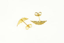Load image into Gallery viewer, 14K High Relief Curved Leaf Vintage Stud Earrings Yellow Gold