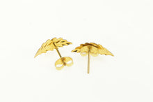 Load image into Gallery viewer, 14K High Relief Curved Leaf Vintage Stud Earrings Yellow Gold