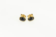 Load image into Gallery viewer, 14K Black Onyx Oval Cabochon Vintage Stud Earrings Yellow Gold