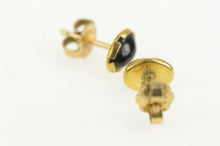 Load image into Gallery viewer, 14K Black Onyx Oval Cabochon Vintage Stud Earrings Yellow Gold