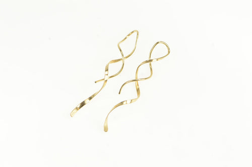 14K Twist Design Vintage Spiral Swirl Dangle Earrings Yellow Gold
