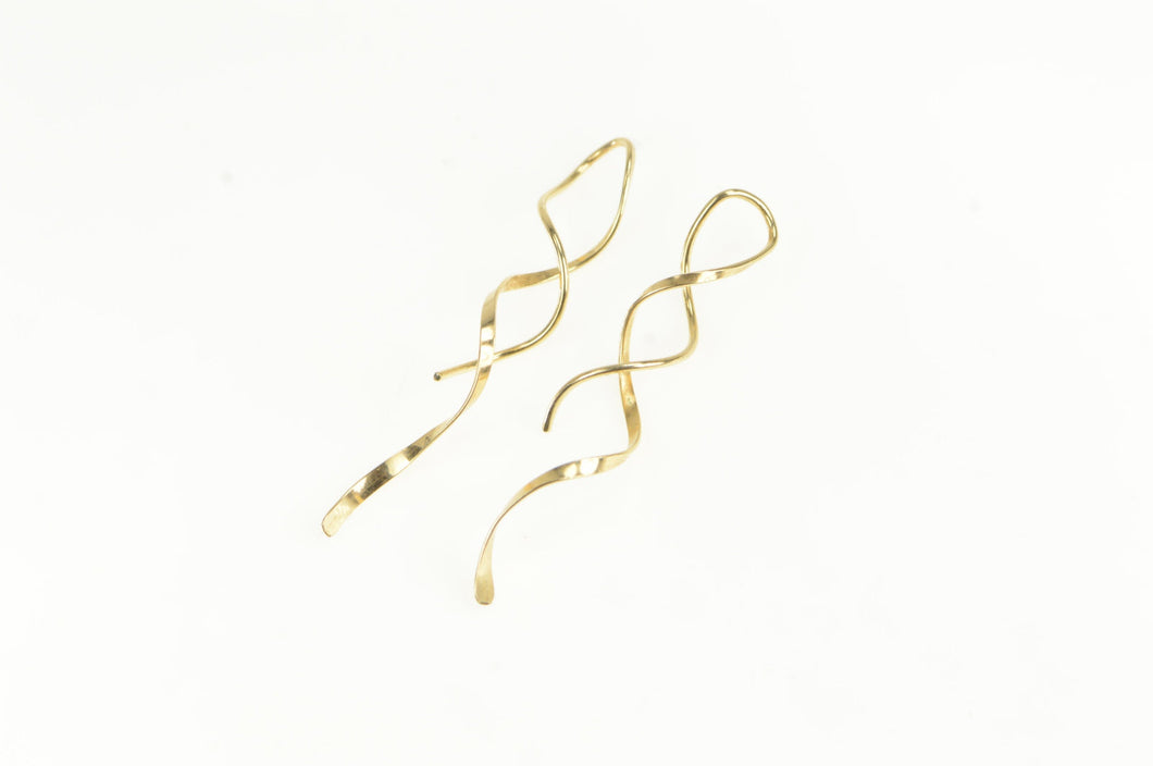 14K Twist Design Vintage Spiral Swirl Dangle Earrings Yellow Gold