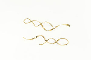 14K Twist Design Vintage Spiral Swirl Dangle Earrings Yellow Gold