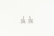 Load image into Gallery viewer, 14K Princess CZ Classic Solitaire Vintage Stud Earrings White Gold