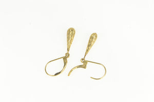 14K Diamond Cut Puffy Tear Drop Dangle Earrings Yellow Gold