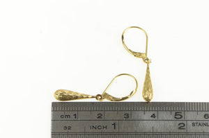 14K Diamond Cut Puffy Tear Drop Dangle Earrings Yellow Gold