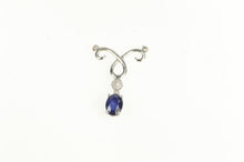 Load image into Gallery viewer, 14K Natural Sapphire Diamond Accent Drop Charm/Pendant White Gold