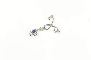 14K Natural Sapphire Diamond Accent Drop Charm/Pendant White Gold