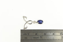 Load image into Gallery viewer, 14K Natural Sapphire Diamond Accent Drop Charm/Pendant White Gold