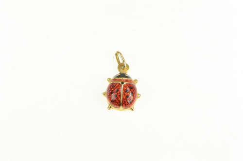 14K Red Enamel Lady Bug Good Luck Symbol Cuff Links Yellow Gold