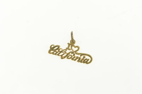 14K I Love California Word Cut Out Travel Charm/Pendant Yellow Gold