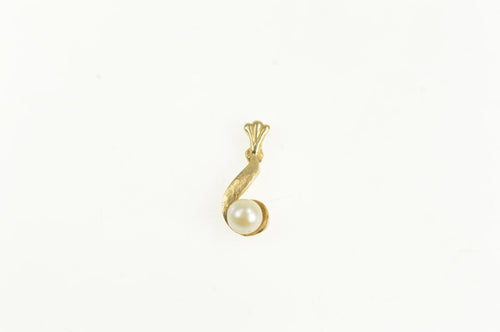 14K Vintage Pearl Swirl Spiral Ornate Statement Charm/Pendant Yellow Gold