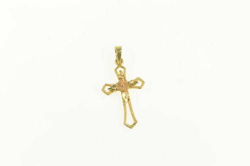 14K Black Hills Flower Cross Christian Faith Charm/Pendant Yellow Gold