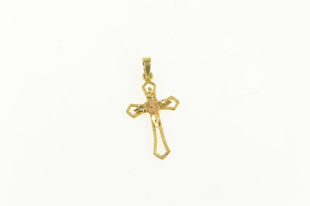 14K Black Hills Flower Cross Christian Faith Charm/Pendant Yellow Gold