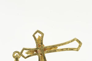 14K Black Hills Flower Cross Christian Faith Charm/Pendant Yellow Gold