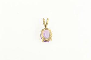 14K Amethyst Oval Solitaire Vintage Classic Pendant Yellow Gold