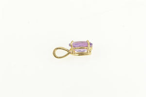 14K Amethyst Oval Solitaire Vintage Classic Pendant Yellow Gold