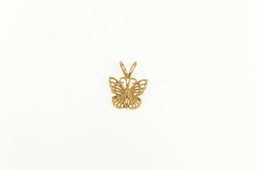 14K Ornate Filigree Butterfly Change Symbol Charm/Pendant Yellow Gold