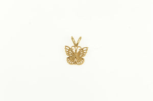 14K Ornate Filigree Butterfly Change Symbol Charm/Pendant Yellow Gold