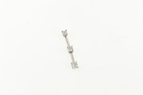 14K Diamond Tiered Journey Symbol Bar Drop Pendant White Gold