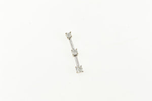14K Diamond Tiered Journey Symbol Bar Drop Pendant White Gold
