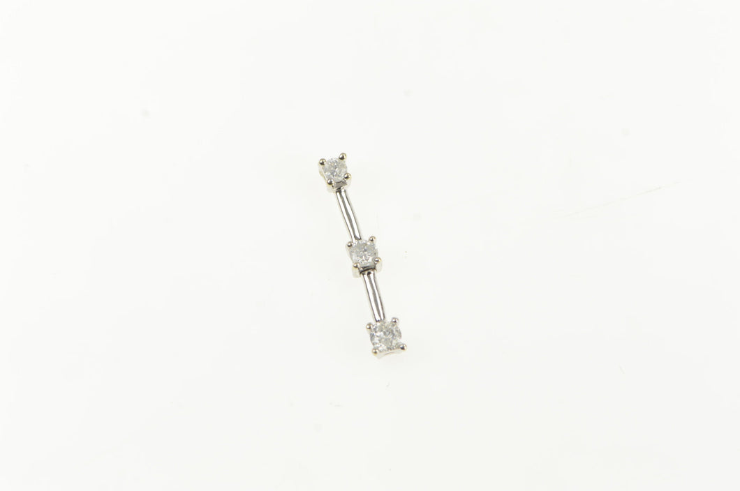 14K Diamond Tiered Journey Symbol Bar Drop Pendant White Gold